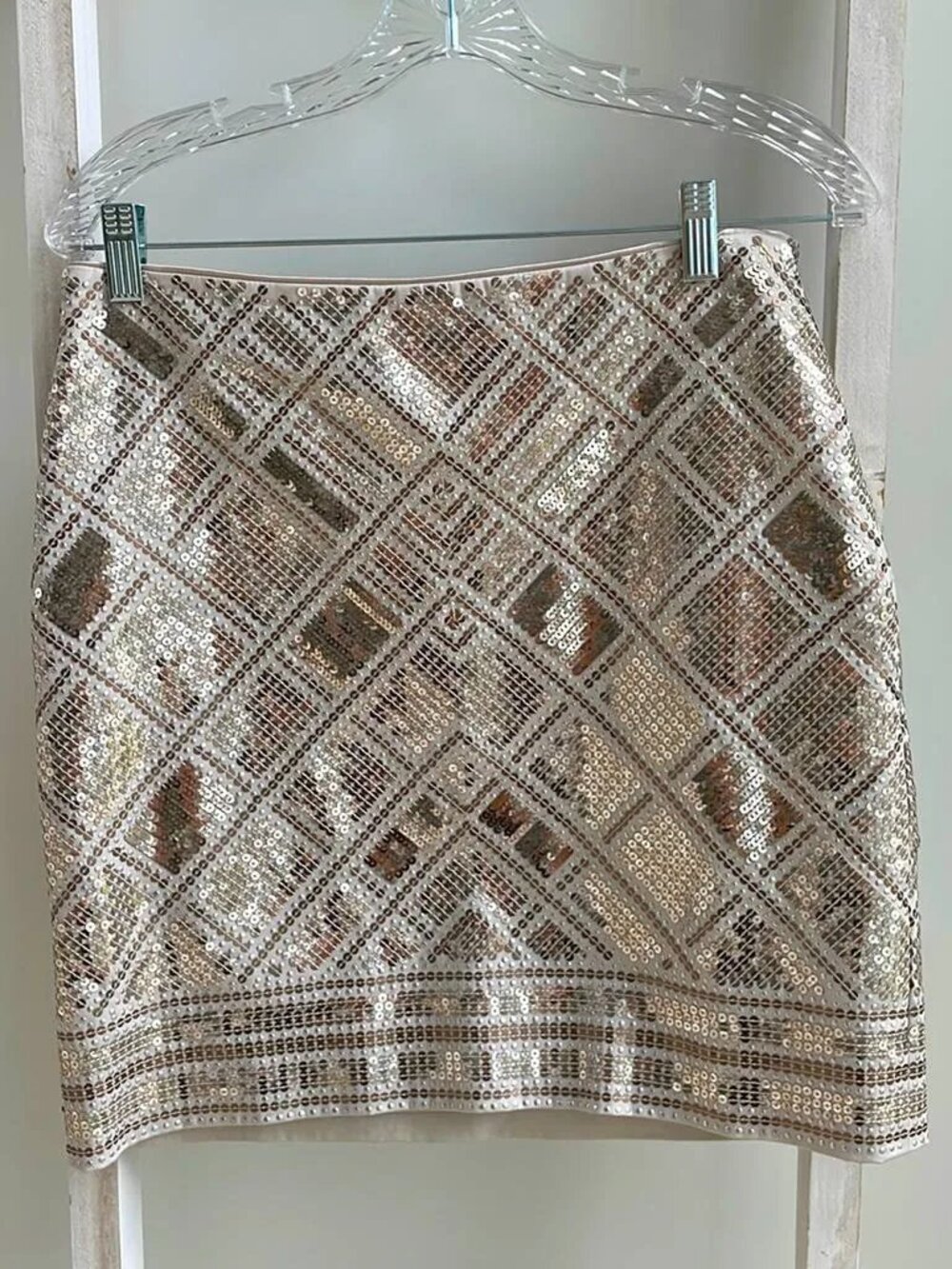 White House Black Market Silver Sequin Mini Skirt - Parties Date Night